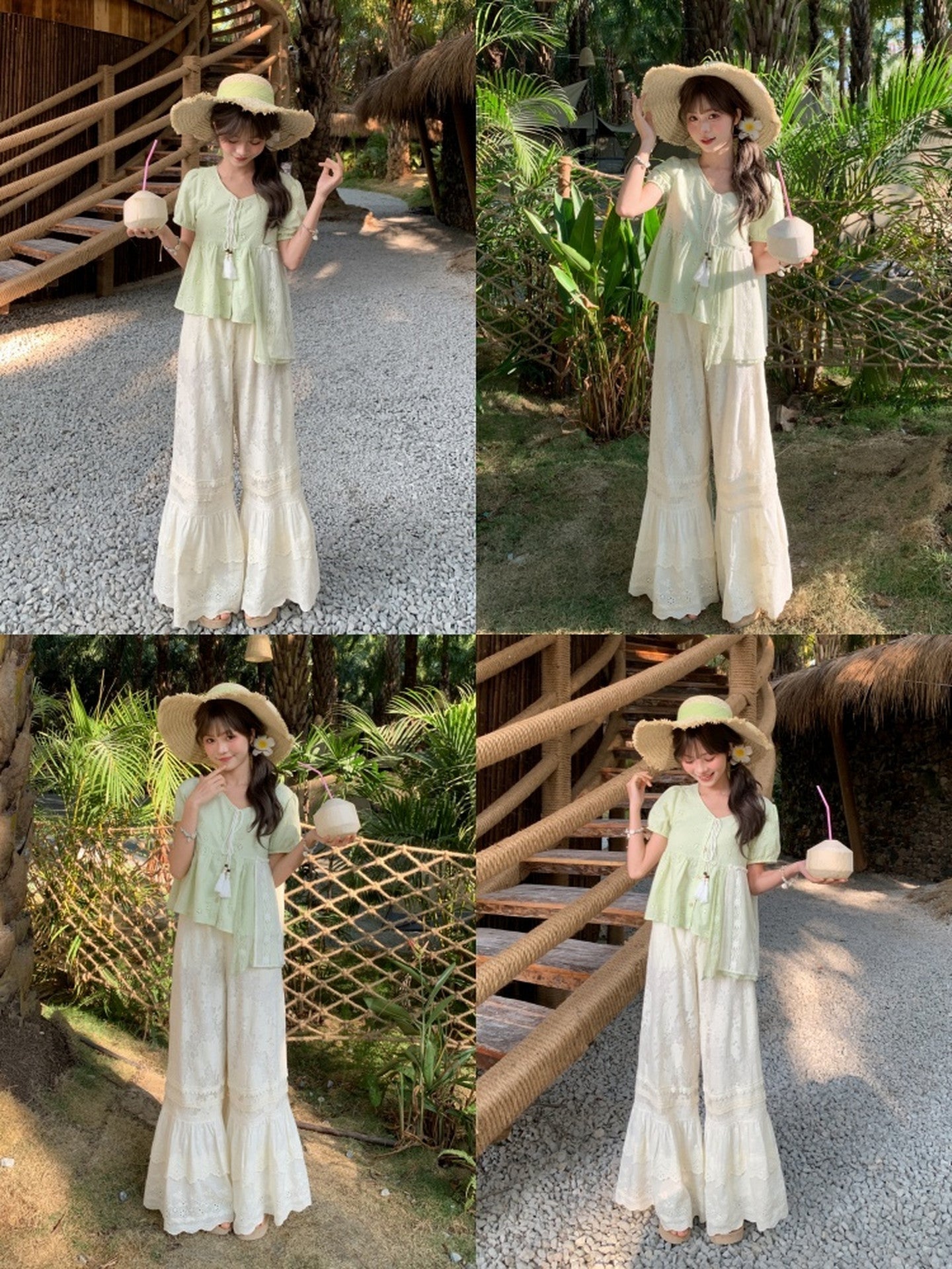 Cream Petal Lace Pants-Bottoms-ntbhshop