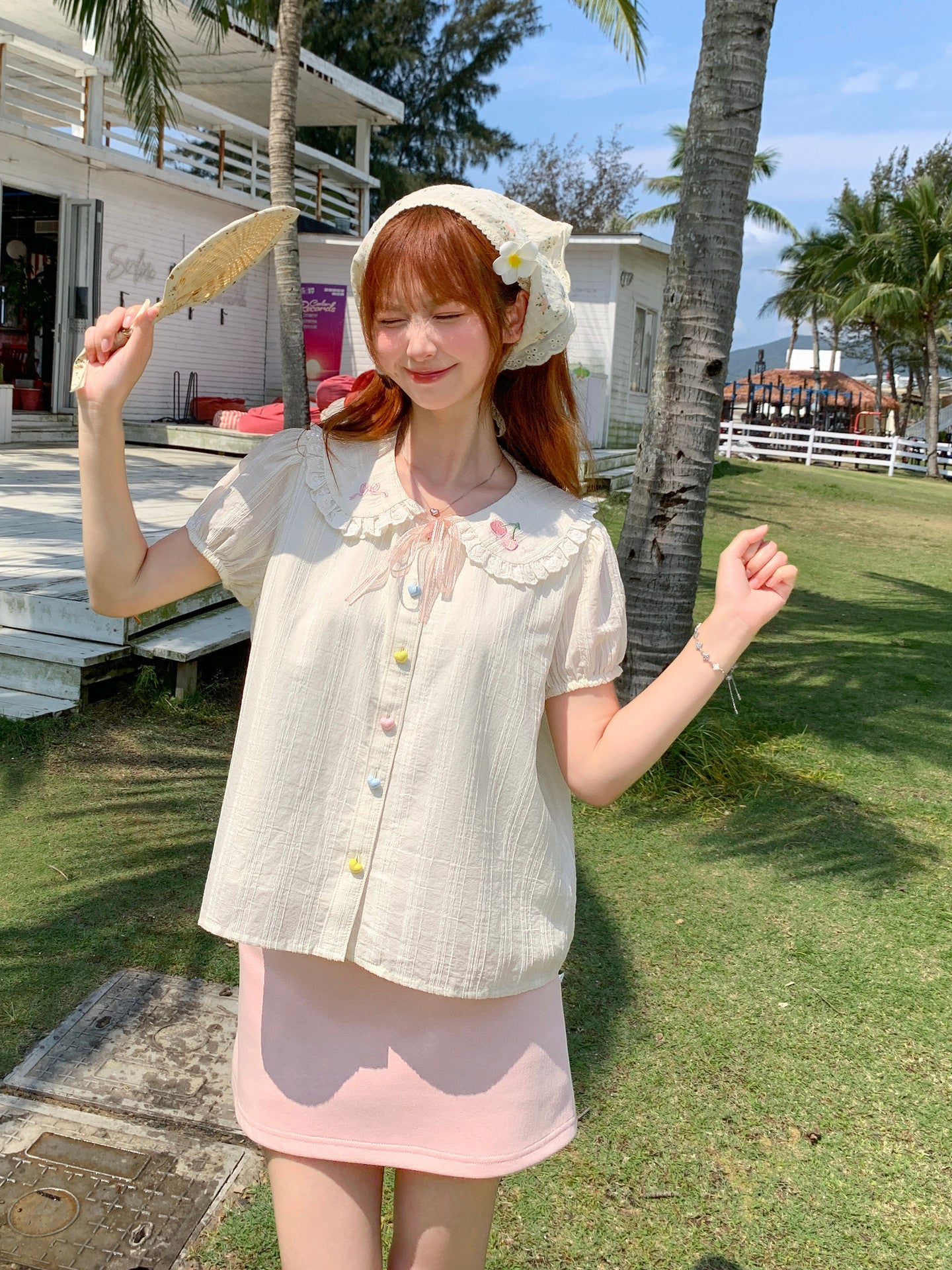 Cherry Heart Doll Collar Blouse-Tops-ntbhshop