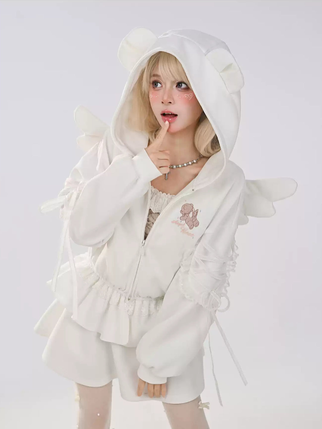Milk Angel Bear Sweat Jacket & Skirt-Sets-ntbhshop
