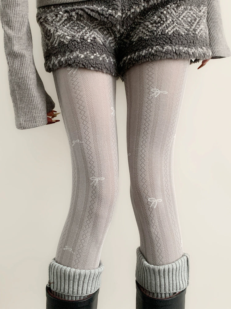 Ribbon Whisper Hollow Knit Tights-ntbhshop