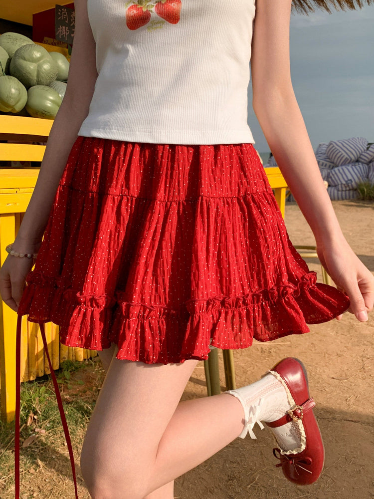 Berry Patch Polka Mini Skirt-Bottoms-ntbhshop