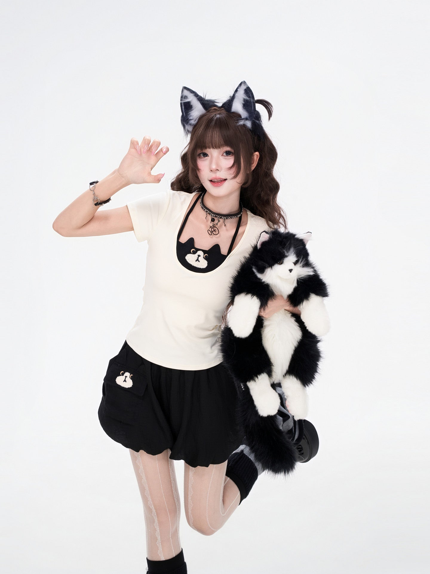 Milk Cat Halter Tee-Tops-ntbhshop