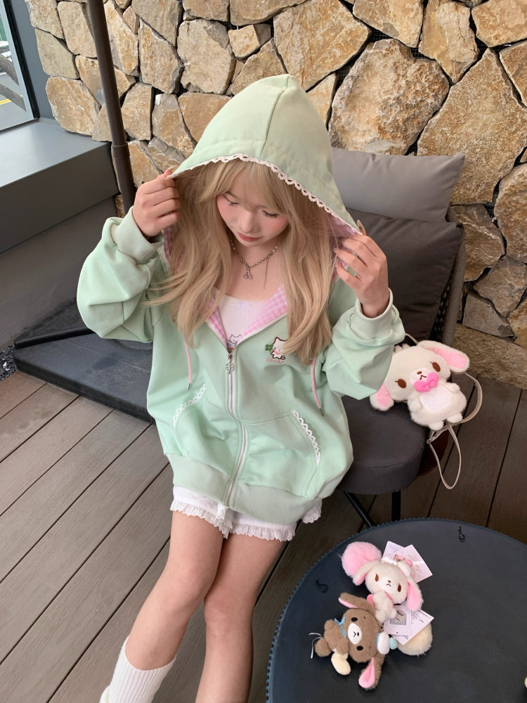 Lucky Clover Kitten Oversize Hooded Jacket-ntbhshop