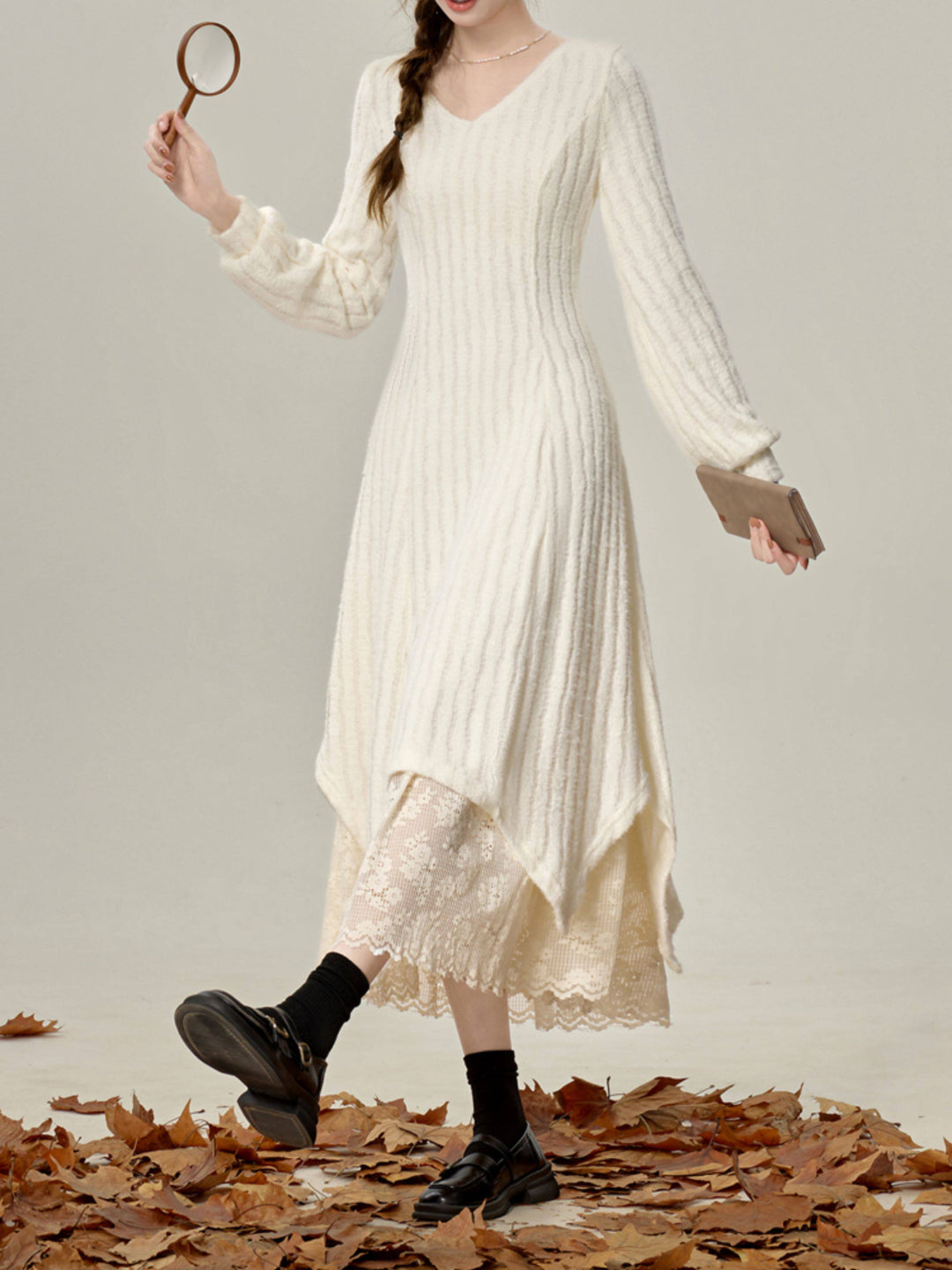 Ivory Snow Knit Layer Dress-Dresses-ntbhshop