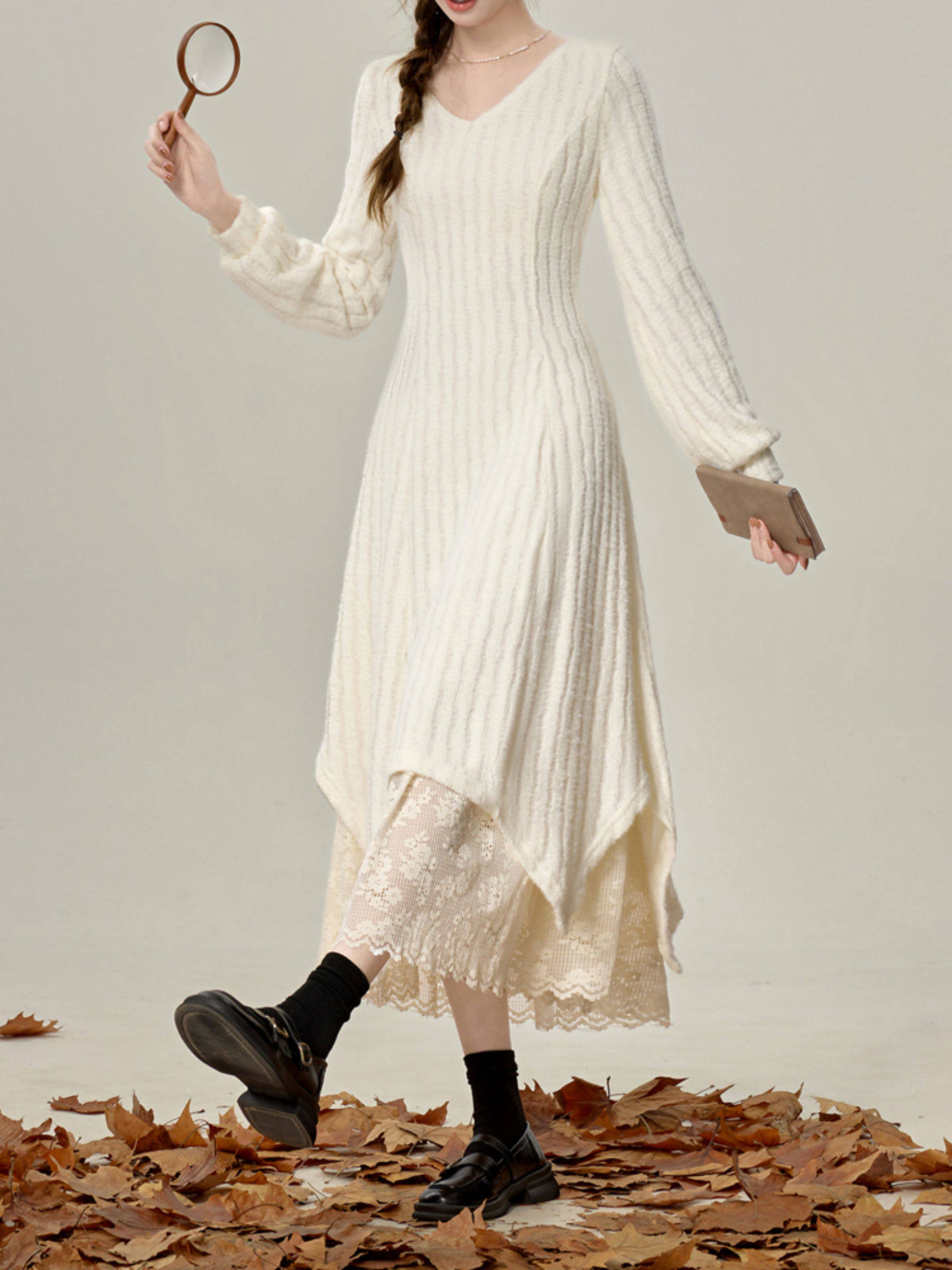 Ivory Snow Knit Layer Dress-Dresses-ntbhshop