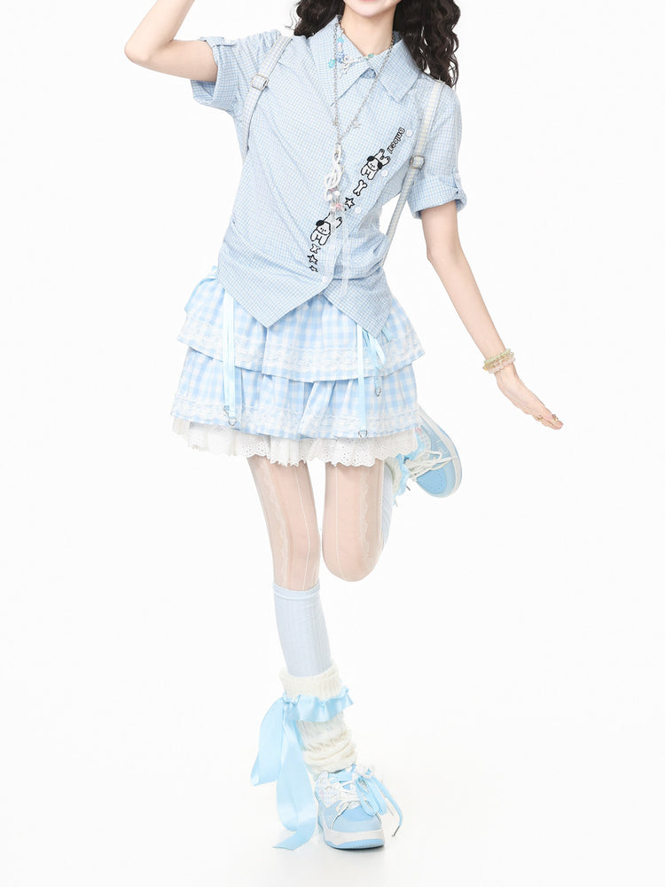 Puppy Peppy Plaid Shirts-Tops-ntbhshop