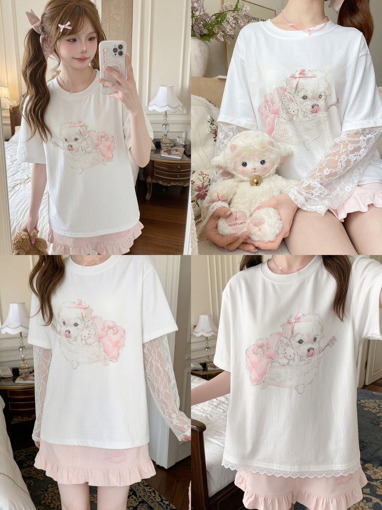 Sleepover Puppy Tee & Arm Sleeves-Tops-ntbhshop