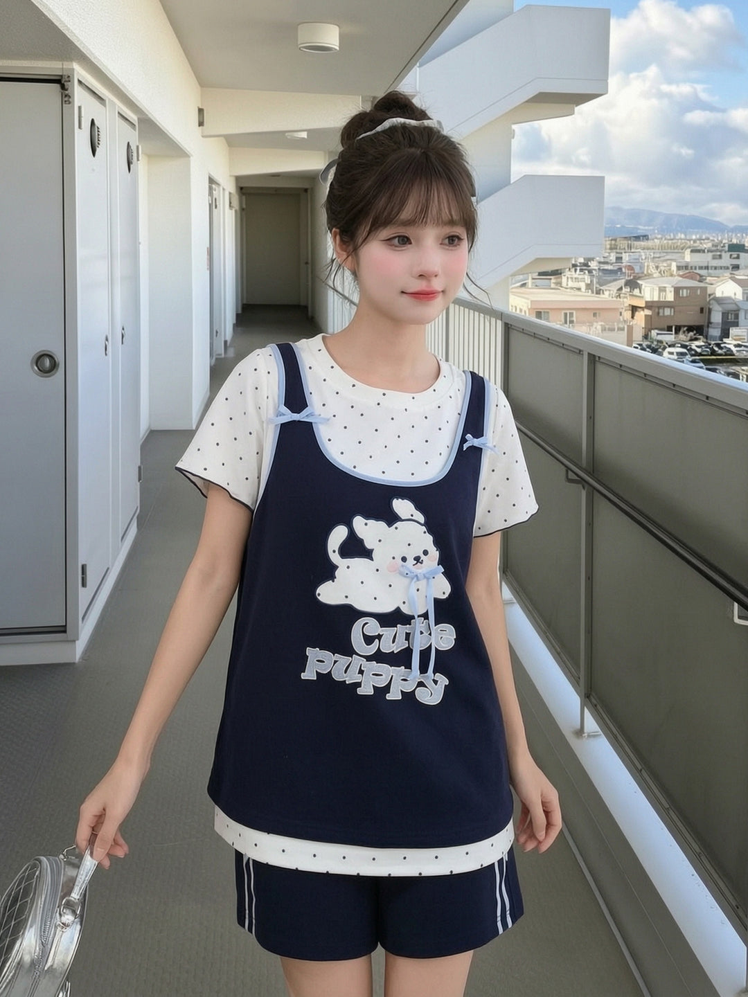 Cute Puppy Layer Tee-Tops-ntbhshop