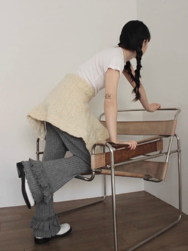 Ruffle Verse Stretch Knit Pants-ntbhshop