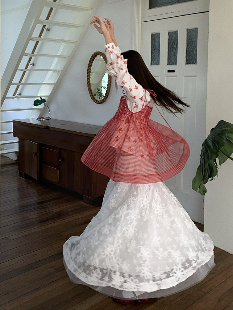 Cherry Dollhouse Polka Dot Cami, Floral Blouse & Bubble Skirt-ntbhshop