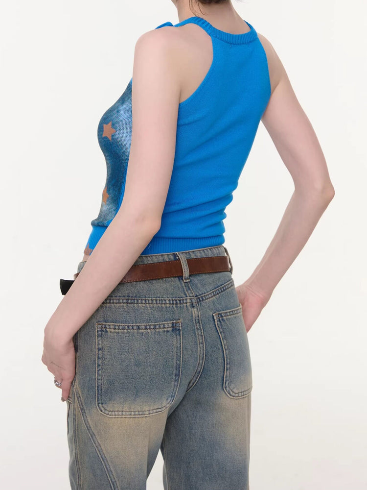 Star Catcher Cat Knit Vests-Tops-ntbhshop
