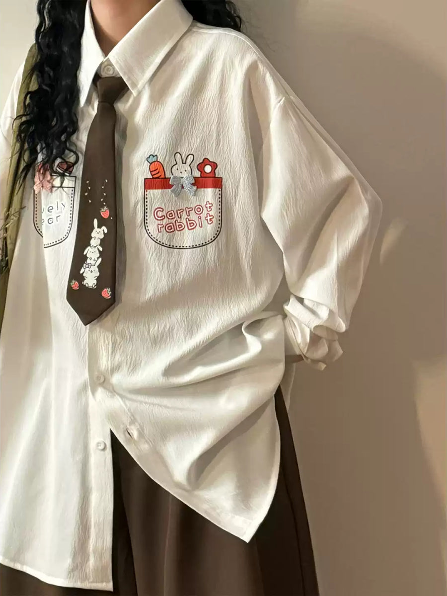 Carrot Bunny Tie Shirts-Tops-ntbhshop