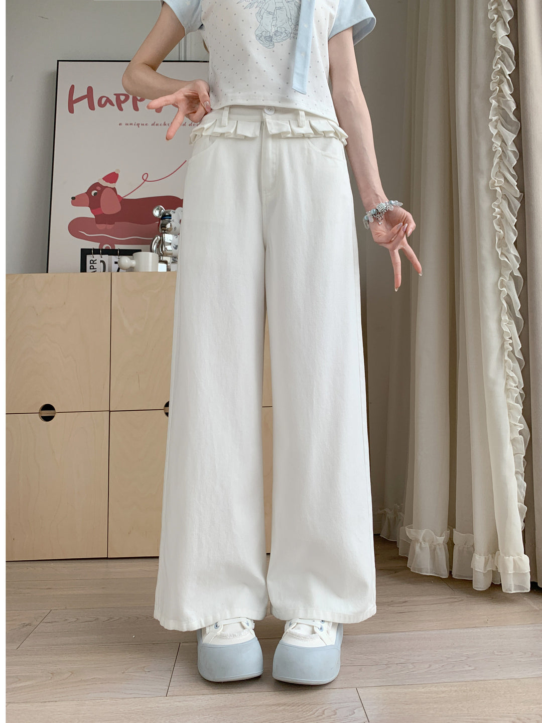 Milk Cloud Wide Pants-Bottoms-ntbhshop