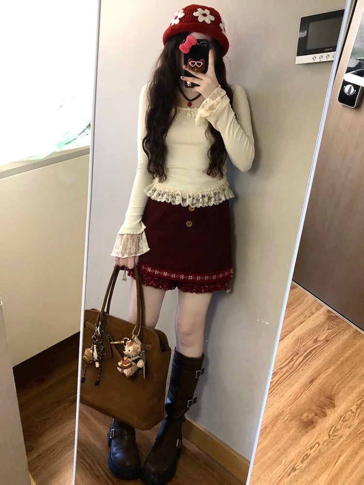 Hazelnut Breeze Patchwork Skorts-ntbhshop