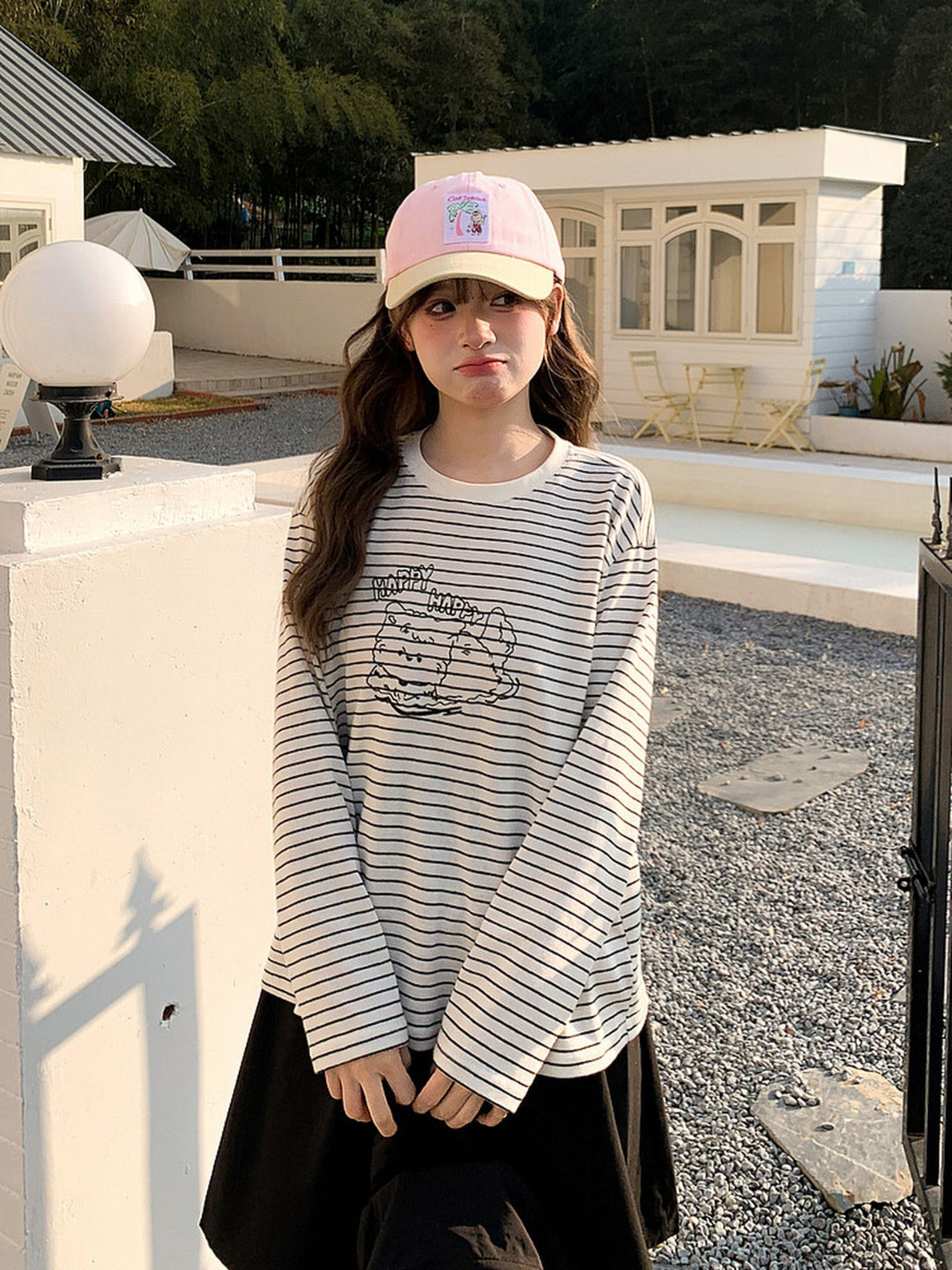 Happy Puppy Stripe Tee-Tops-ntbhshop
