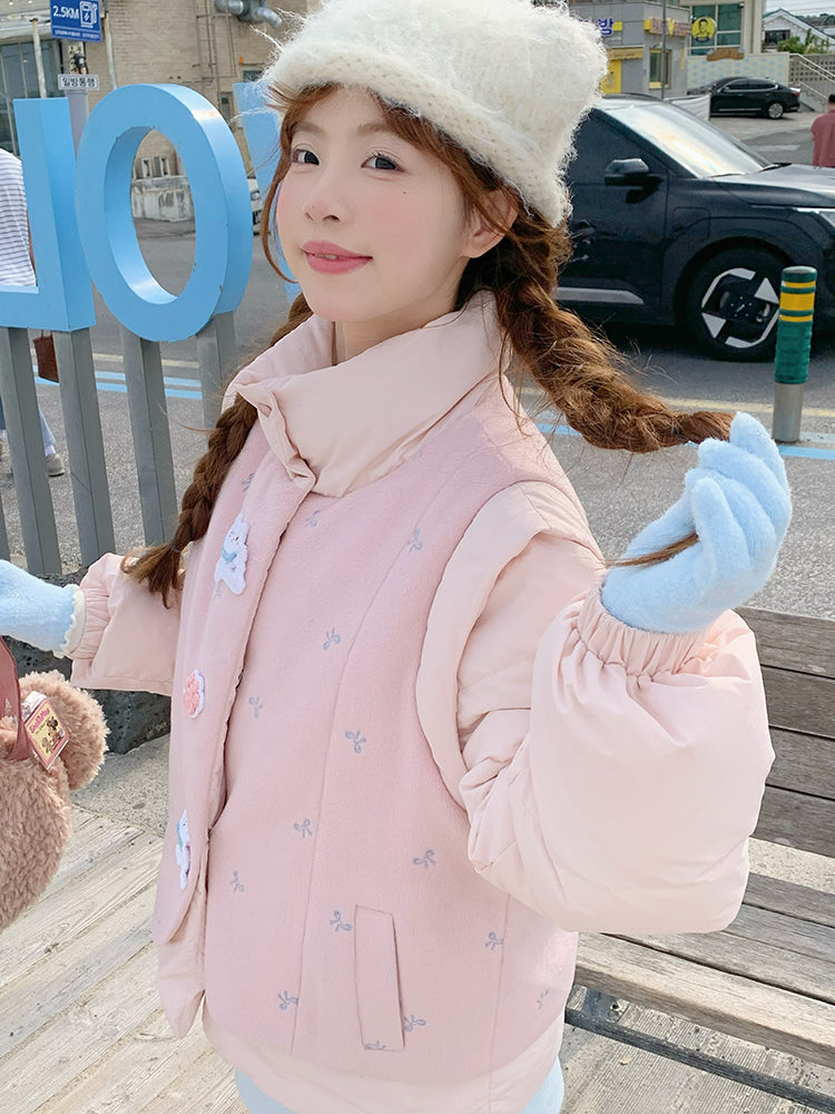 Blossom Bow Meow Puffer Jacket-Outerwear-ntbhshop