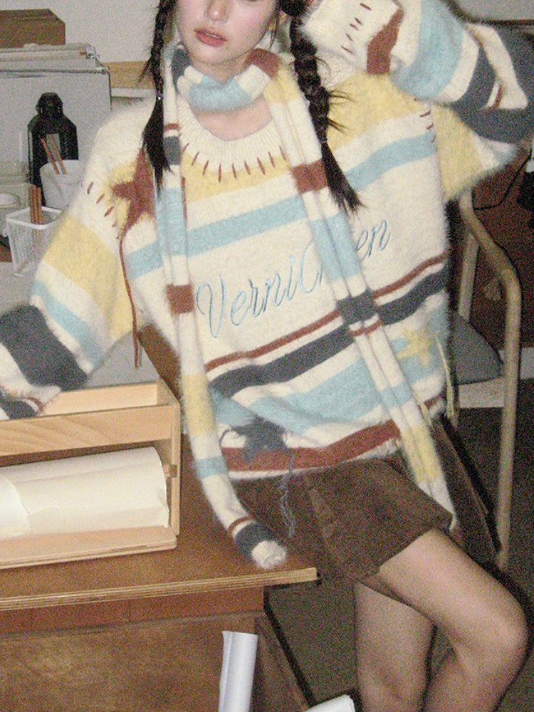 VerniChten Soft Sweater With Scarf-ntbhshop