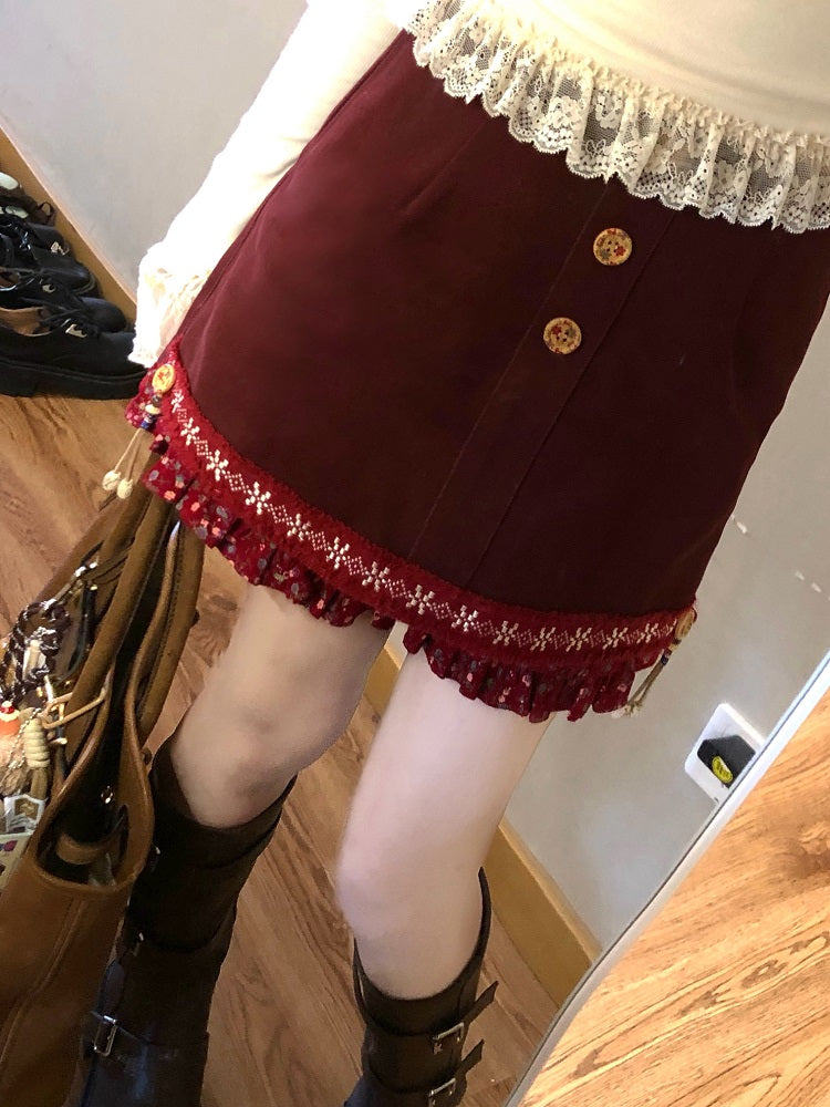 Hazelnut Breeze Patchwork Skorts-ntbhshop