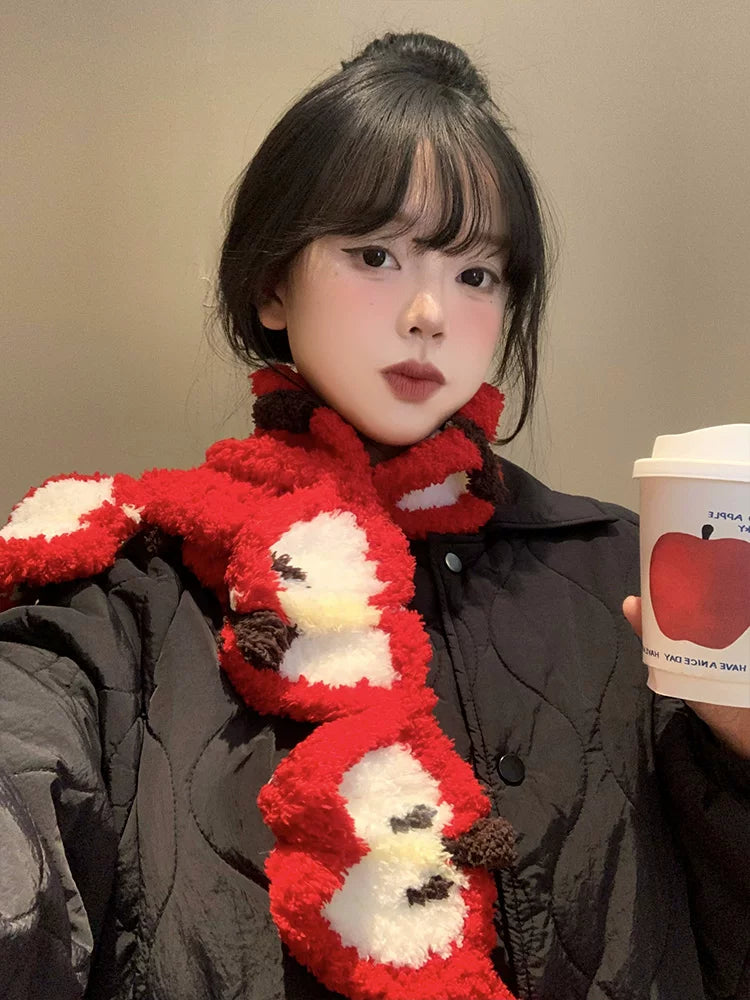 Red Apple Core Plush Scarf-ntbhshop