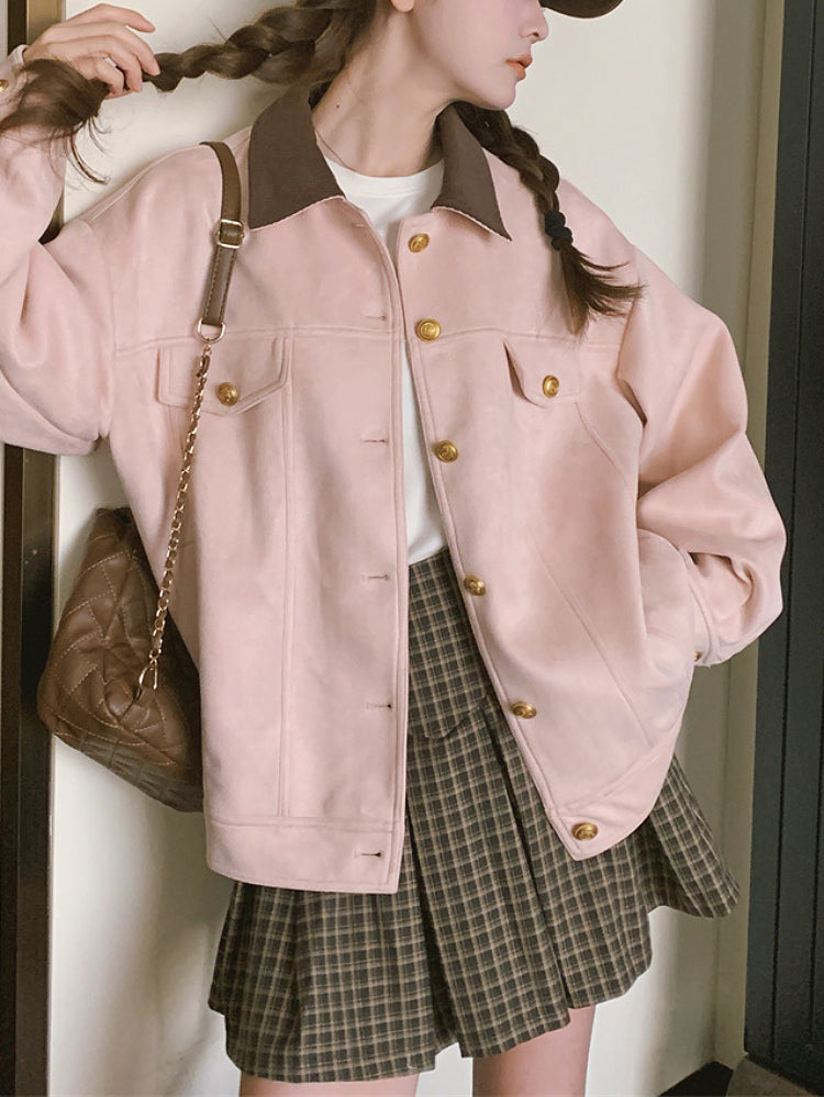 Rosy Path Suede Crop Jacket-ntbhshop