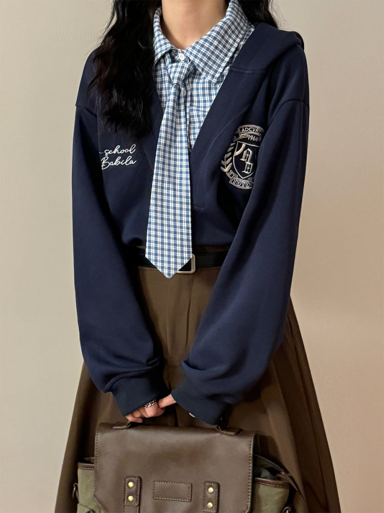 Autumn Hallway Faux Two-Piece Sweatshirts-ntbhshop