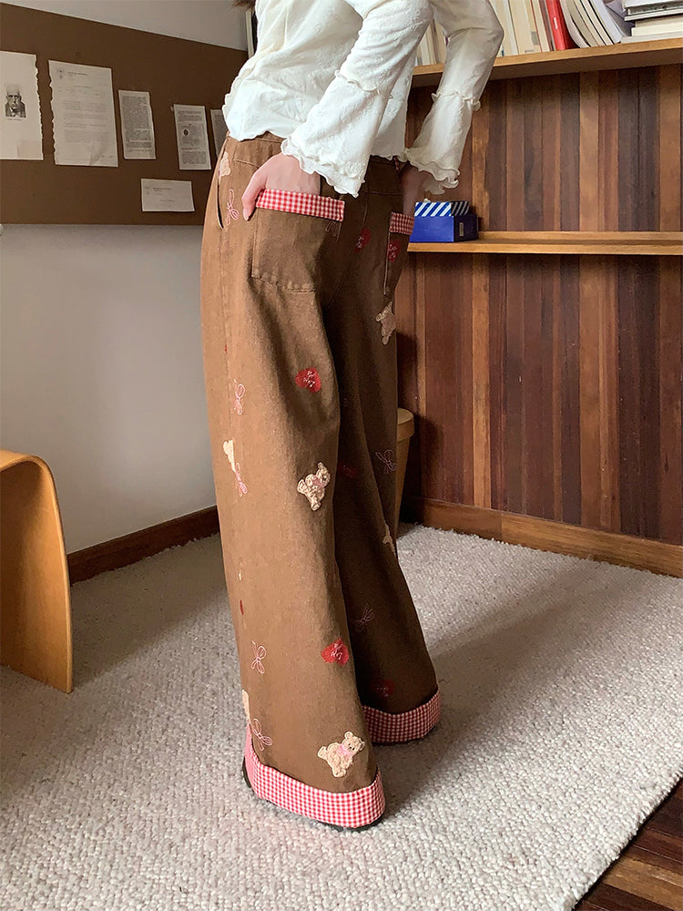 Plaid Cuff Patchwork Jeans-ntbhshop