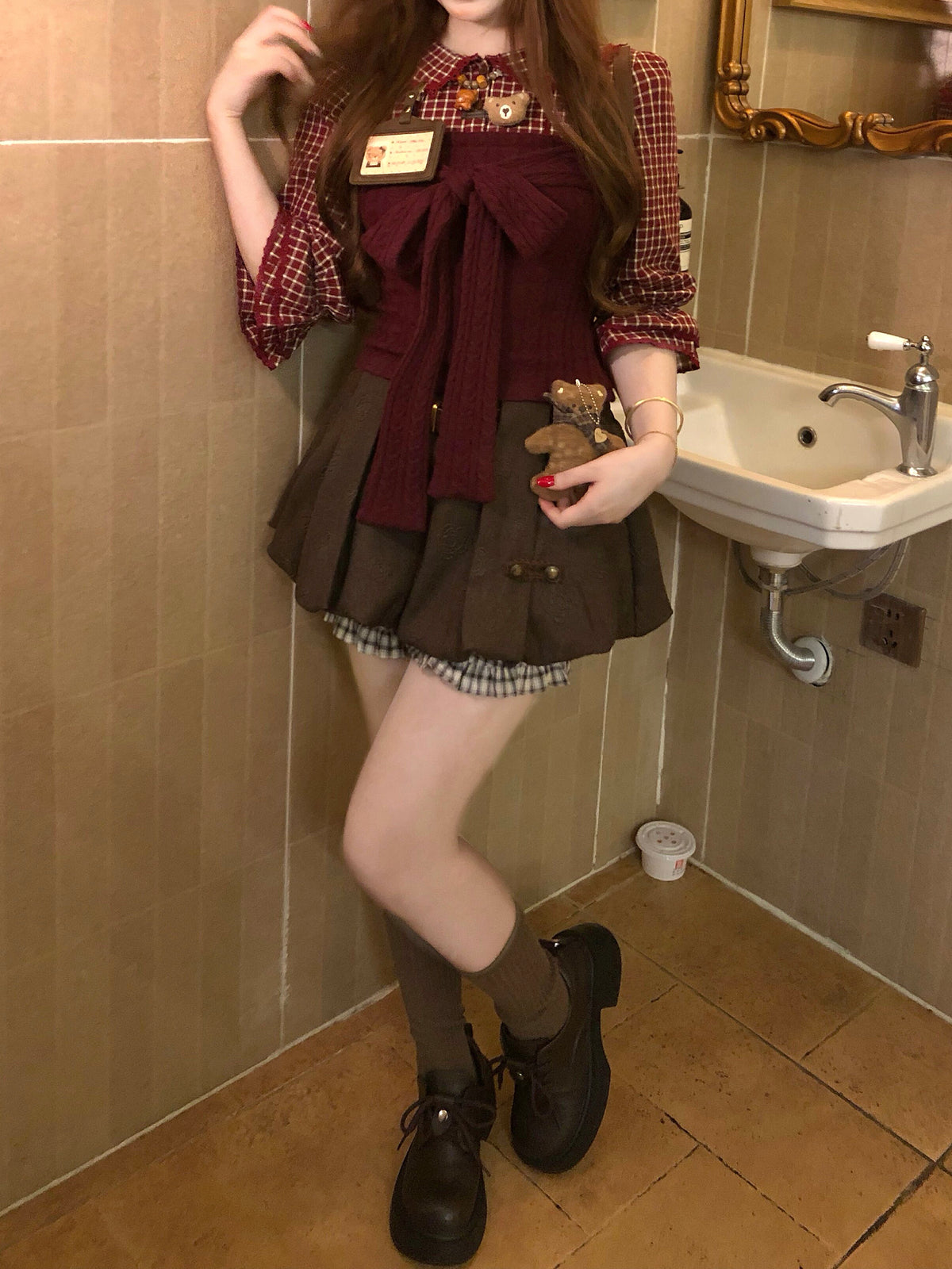 Choco Cherie Layer Knit Blouse-Tops-ntbhshop