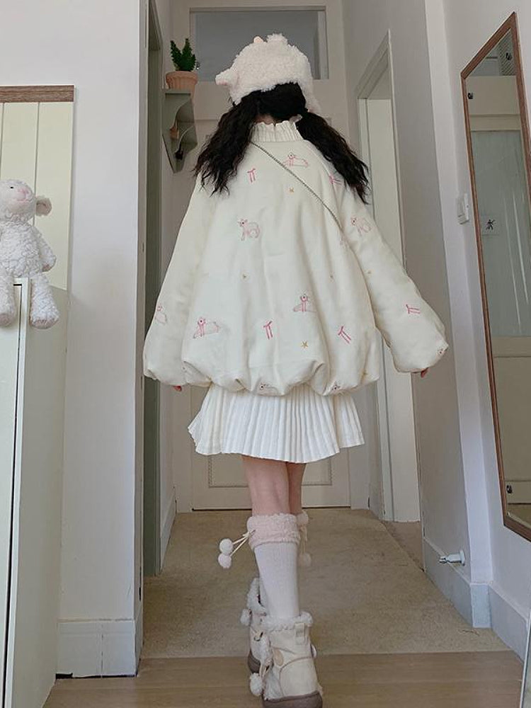 Snow Ribbon Pleated Skirt-ntbhshop