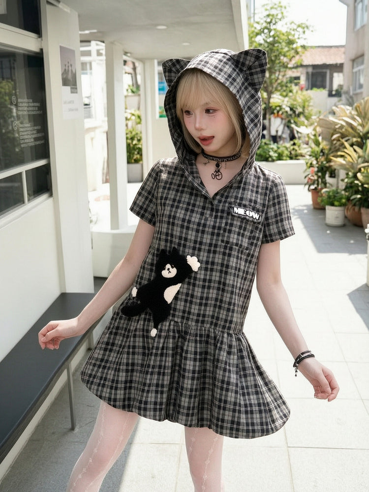 Milk Cat Hood Dress-Dresses-ntbhshop