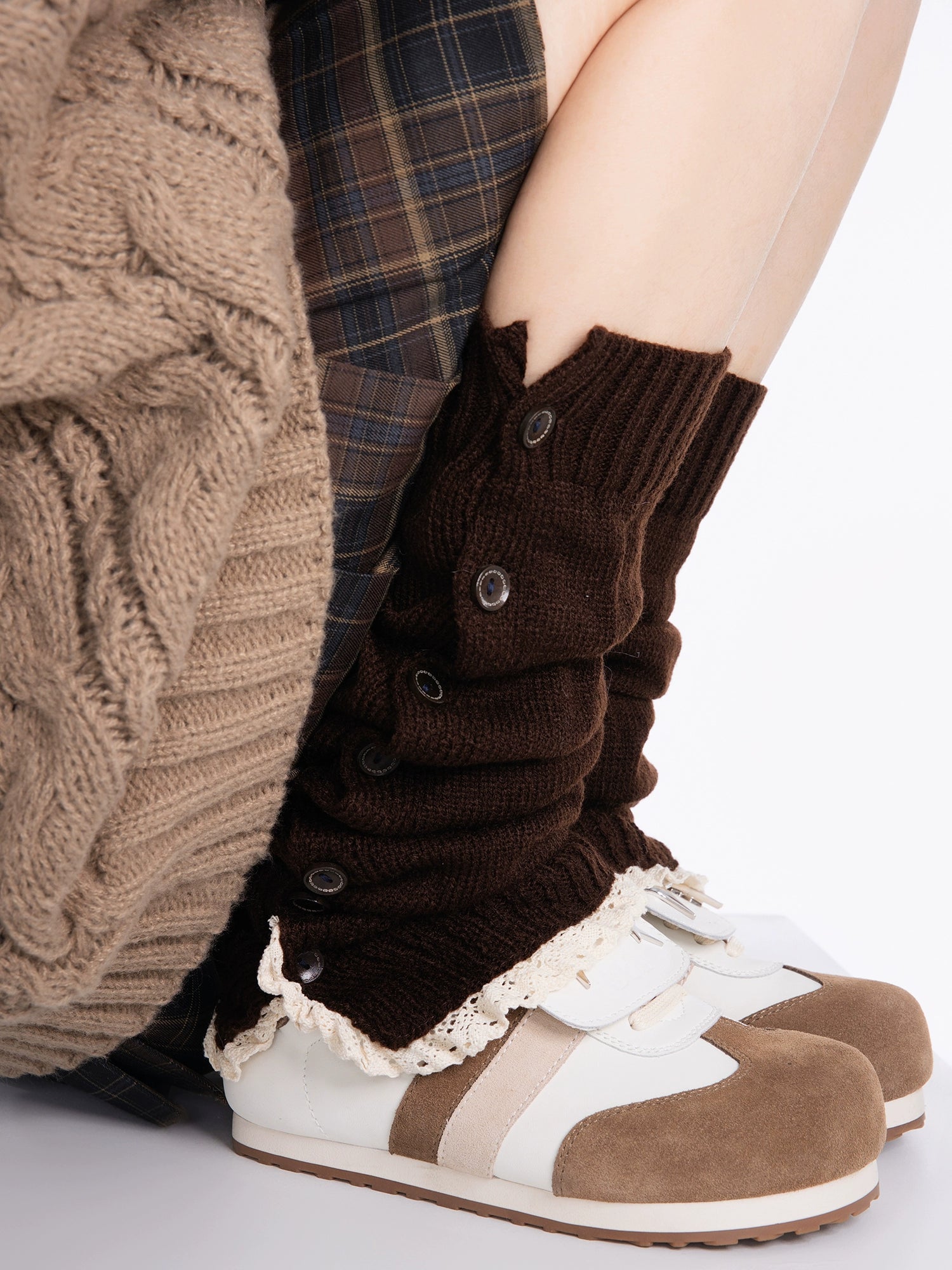 Lace Whirl Japanese Cute Girl JK Uniform Leg Warmers-ntbhshop