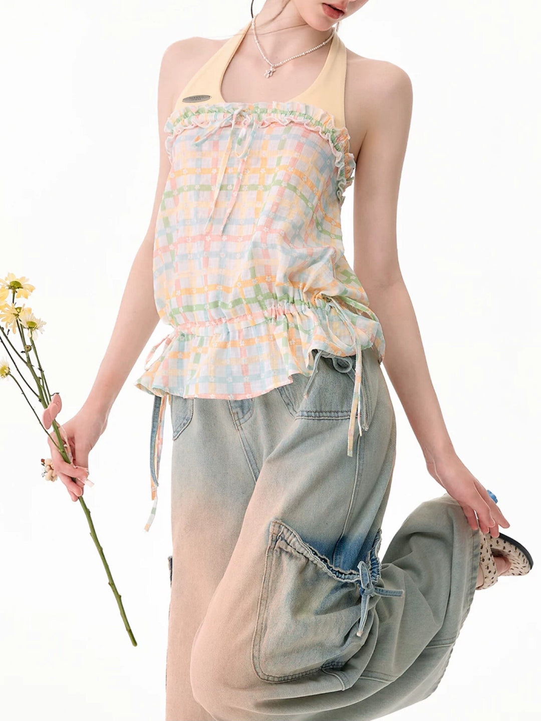 Peach Soda Plaid Top-Tops-ntbhshop
