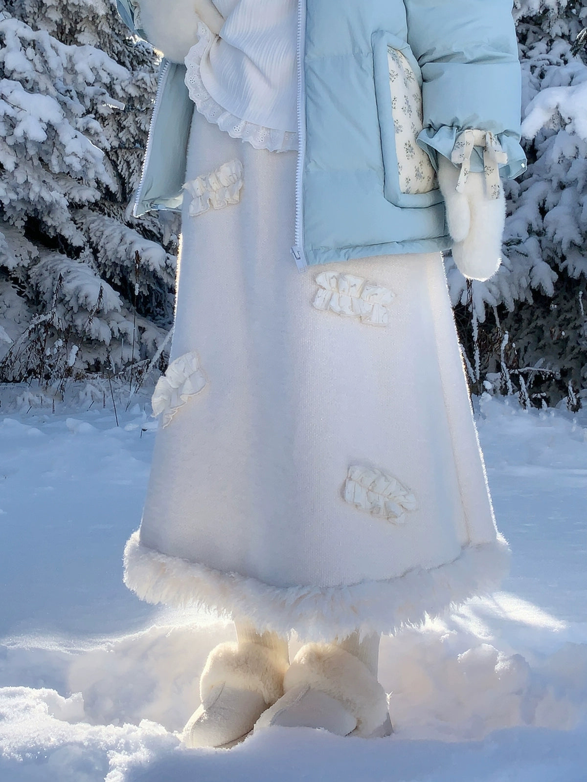 Ice Whisper Chubby Mink Fleece Skirt-ntbhshop