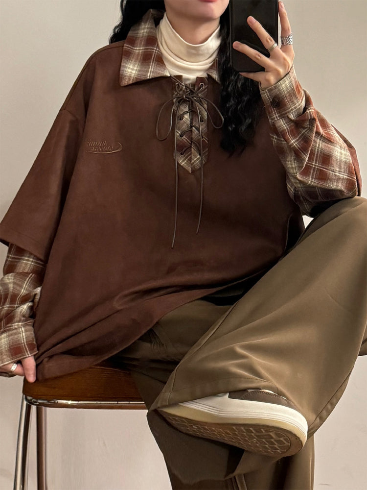 Plaid Sketch Unisex Layer Sweatshirt-ntbhshop