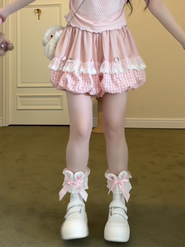 Berry Bloom Gingham Bubble Shorts-ntbhshop