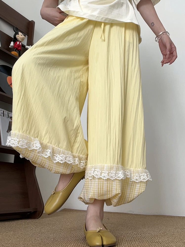 Milk Bloom Gingham Bubble Pants-ntbhshop