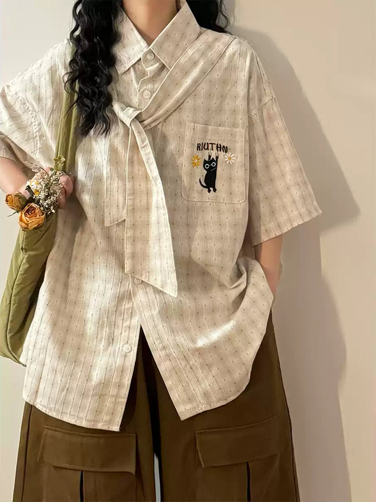 Black Whisker Scarf Shirts-Tops-ntbhshop