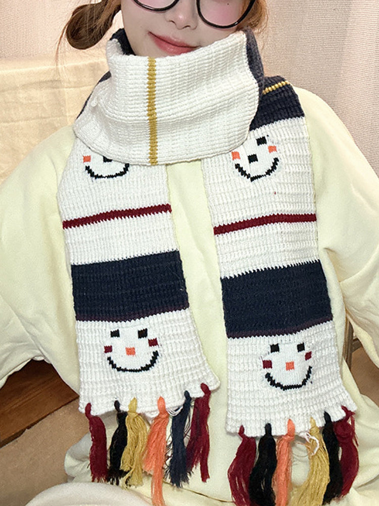 Smiley Snowman Tassel Scarf-ntbhshop