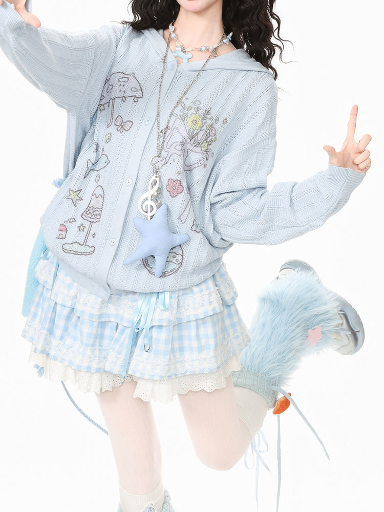 Whimsy Picnic Knit Hoodies-Outerwear-ntbhshop