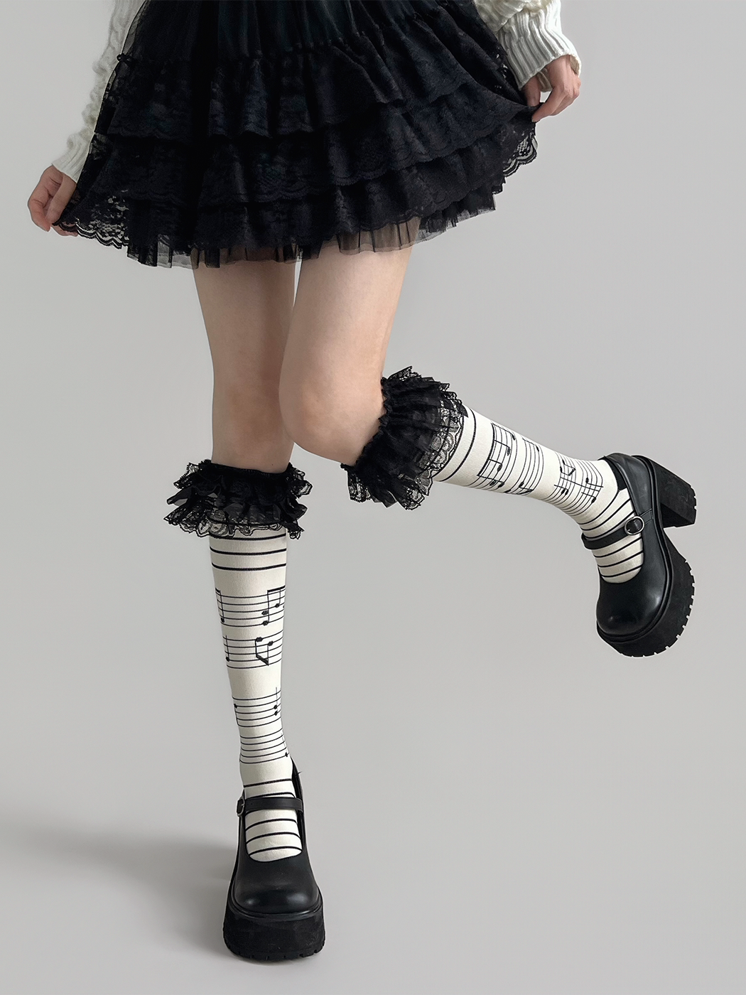 Piano Garden Lace Calf Socks-ntbhshop