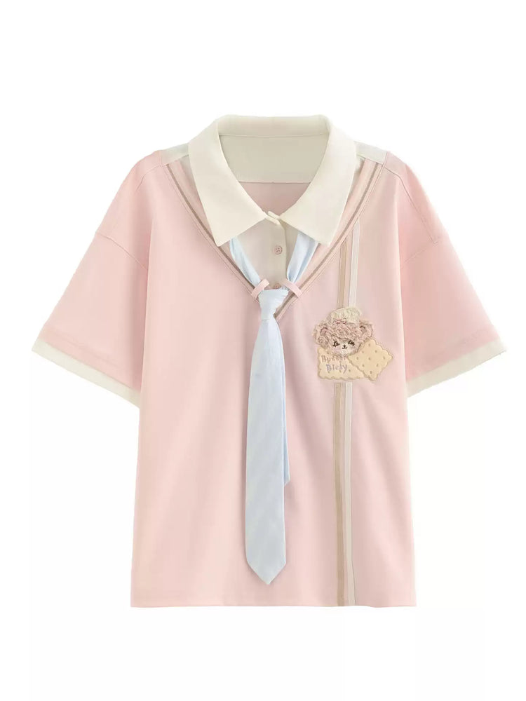 Sweet Bear Campus Tie Polo & Shorts-Sets-ntbhshop