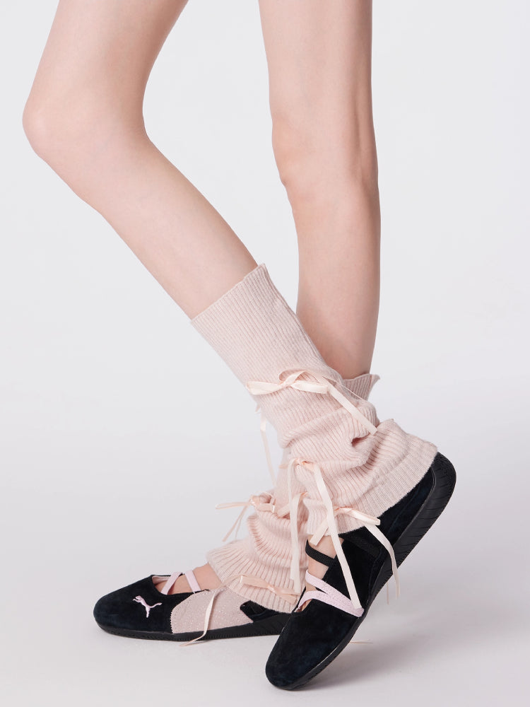 Ribbon Pirouette Knit Leg Warmers-ntbhshop