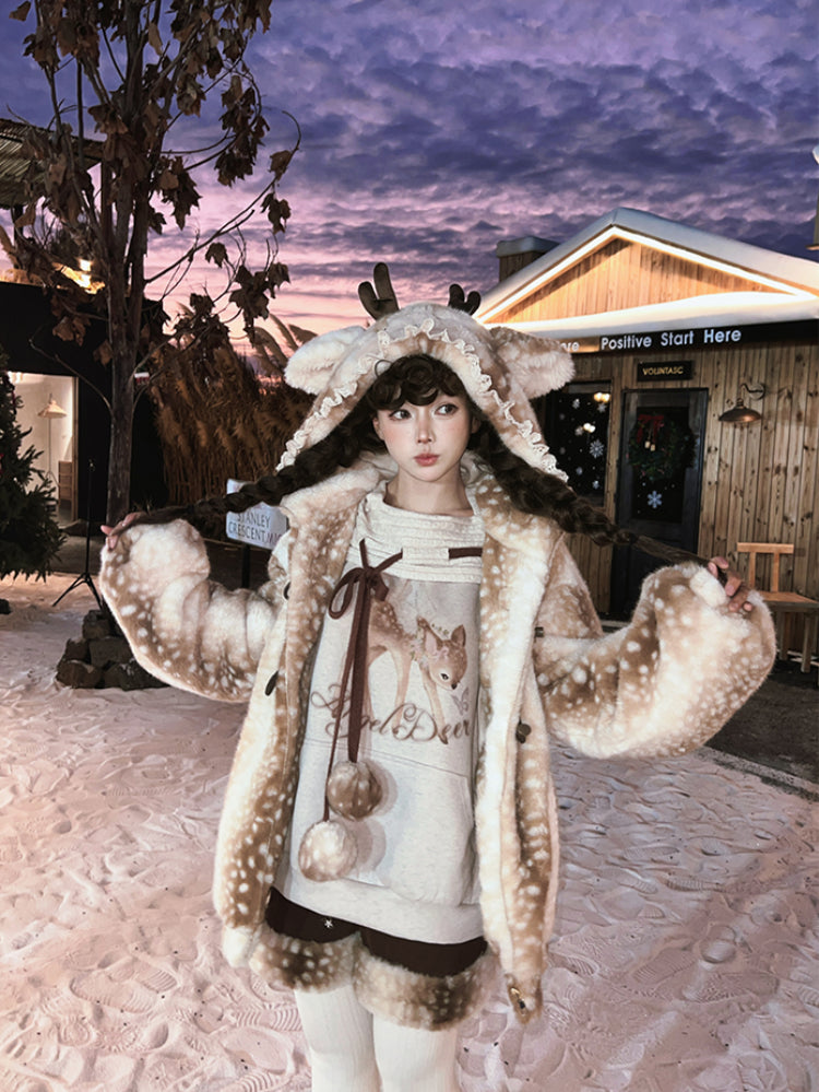 Angel Deer Pom Pom Sweatshirt-ntbhshop