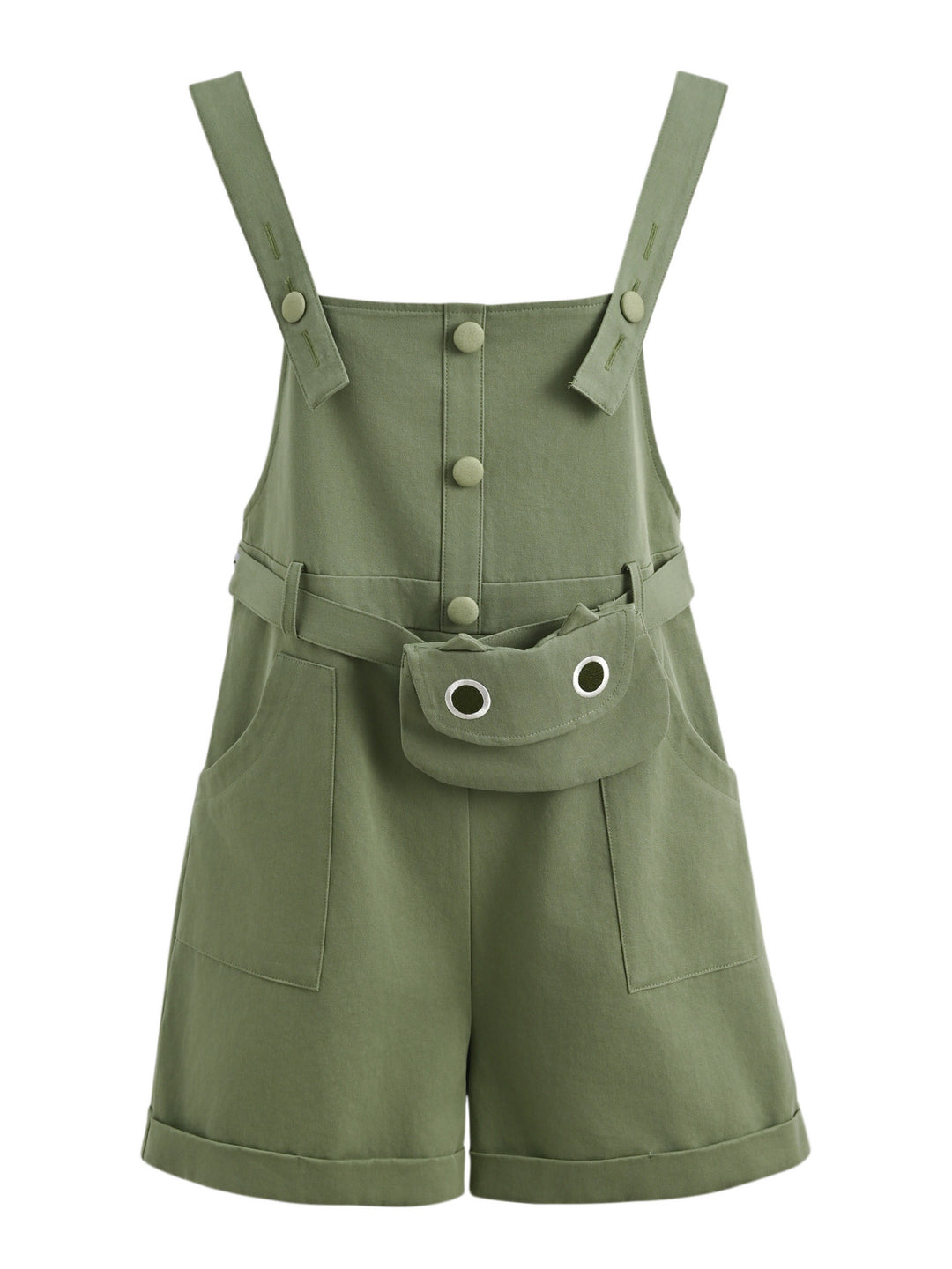 Green Monster Cotton Overall Shorts-Bottoms-ntbhshop