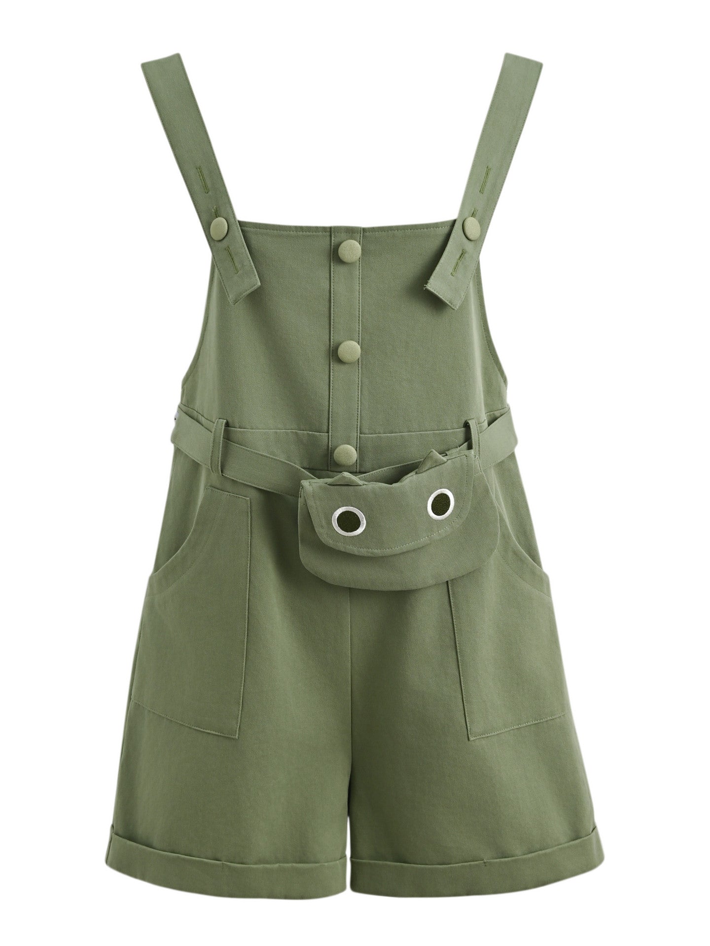 Green Monster Cotton Overall Shorts-Bottoms-ntbhshop