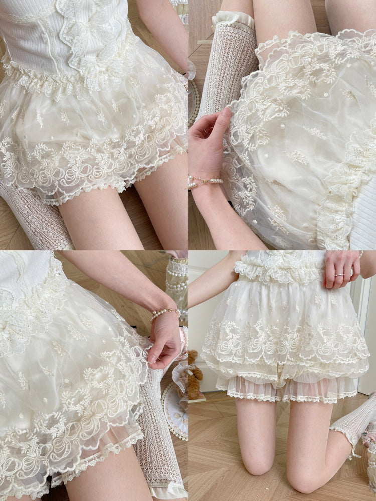 Pearl Lace Bubble Shorts-Bottoms-ntbhshop