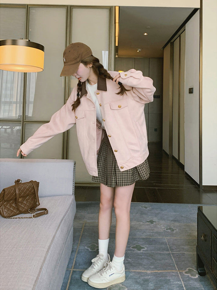 Rosy Path Suede Crop Jacket-ntbhshop