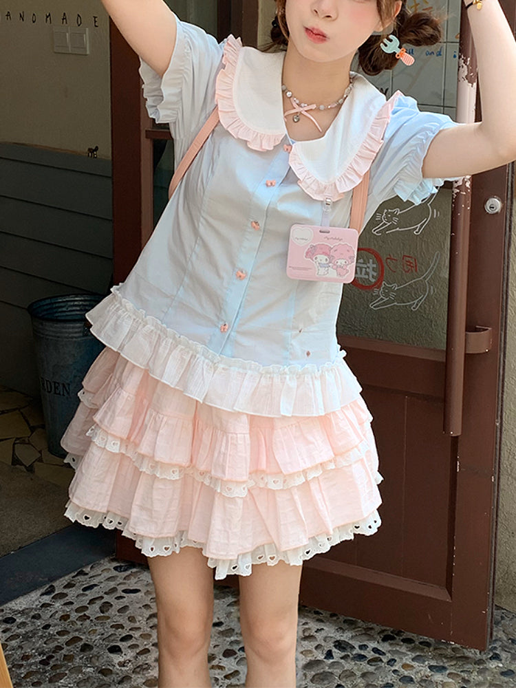 Bunny Academy Sweetheart Blouses & Cake Skirt-ntbhshop