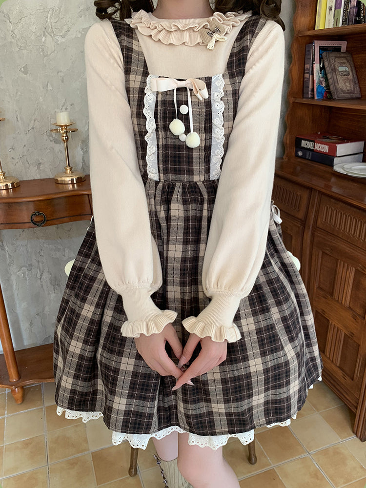 Lolita Bow Puff Sleeve Knit Tops-ntbhshop