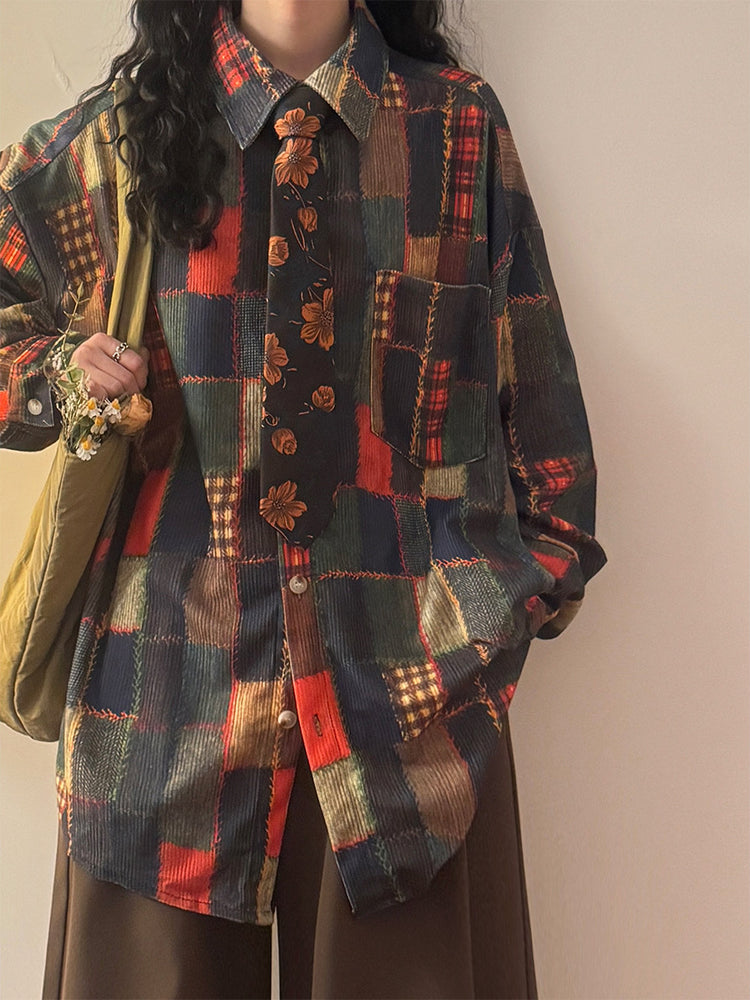 Heirloom Patchwork Plaid Shirt-Tops-ntbhshop