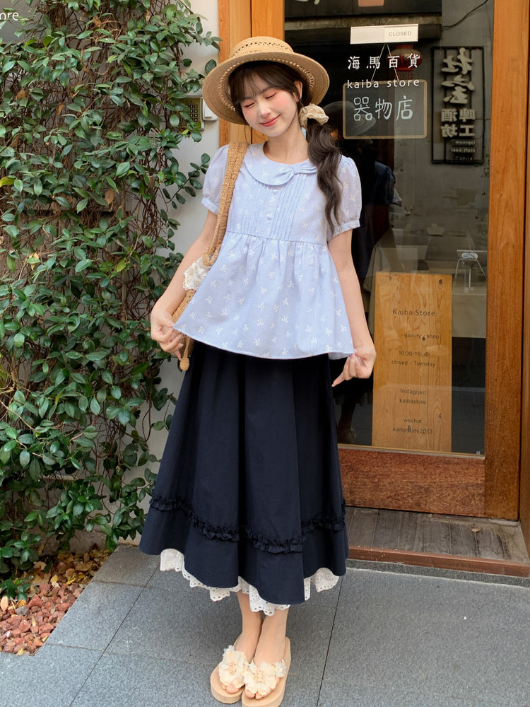 Milk Lace Ruffle Skirts-Bottoms-ntbhshop